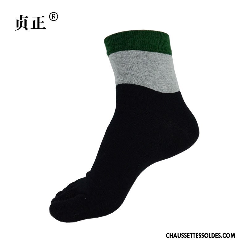 Chaussettes Mi Hautes Homme Cinq Doigts Milieu Simple Chaussettes En Coton Toutes Les Saisons Absorber La Sueur Couleurs Mixtes Bleu