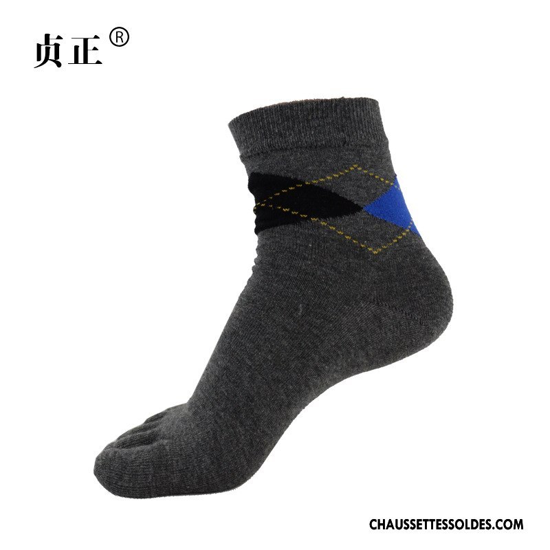 Chaussettes Mi Hautes Homme Cinq Doigts Mode Chaussettes En Coton Absorber La Sueur Été Printemps Noir