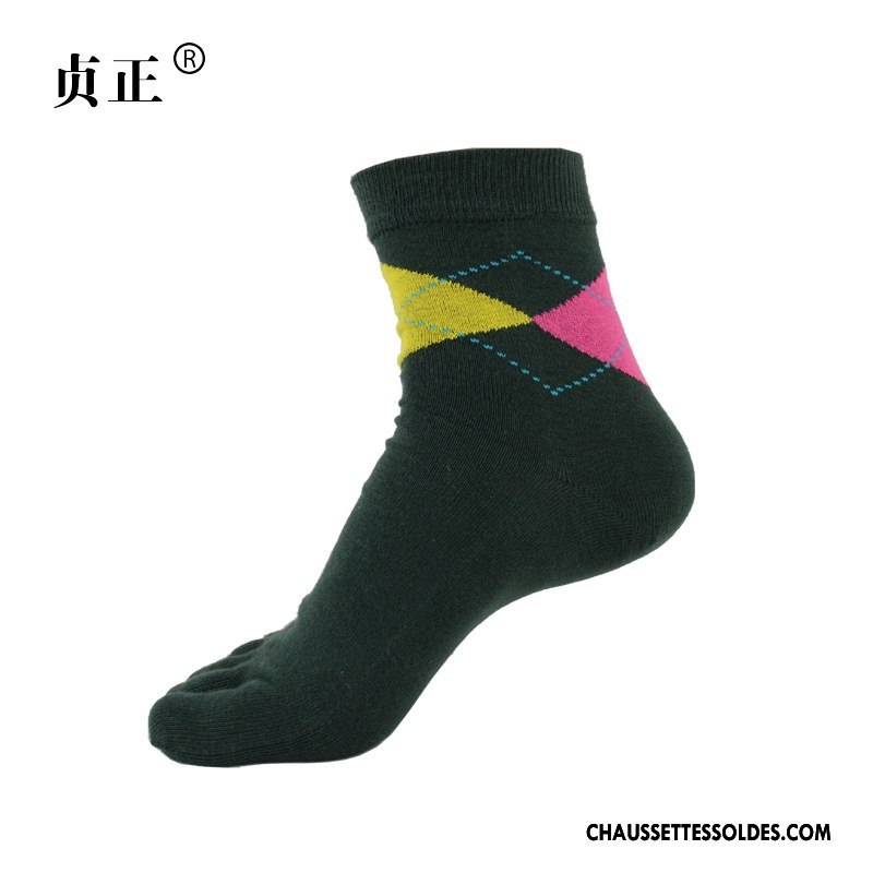Chaussettes Mi Hautes Homme Cinq Doigts Mode Chaussettes En Coton Absorber La Sueur Été Printemps Noir