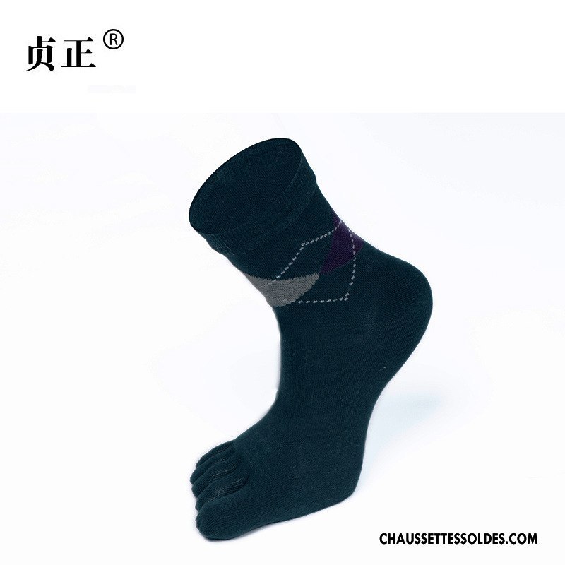 Chaussettes Mi Hautes Homme Cinq Doigts Mode Chaussettes En Coton Absorber La Sueur Été Printemps Noir