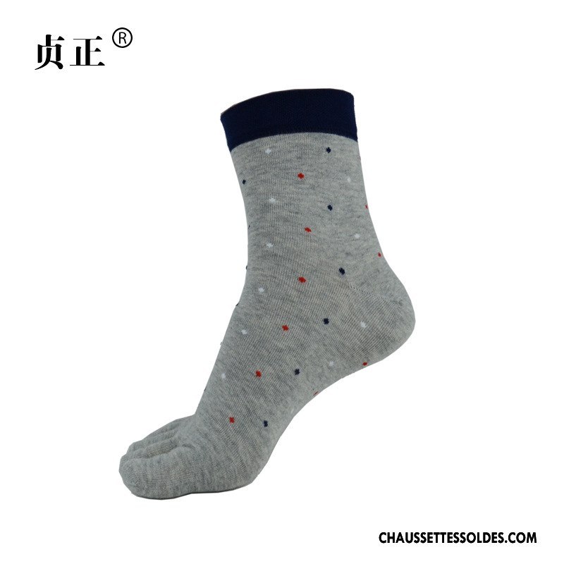 Chaussettes Mi Hautes Homme Cinq Doigts Printemps Chaussettes En Coton Été De Travail Mince Gris