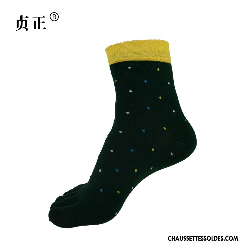 Chaussettes Mi Hautes Homme Cinq Doigts Printemps Chaussettes En Coton Été De Travail Mince Gris