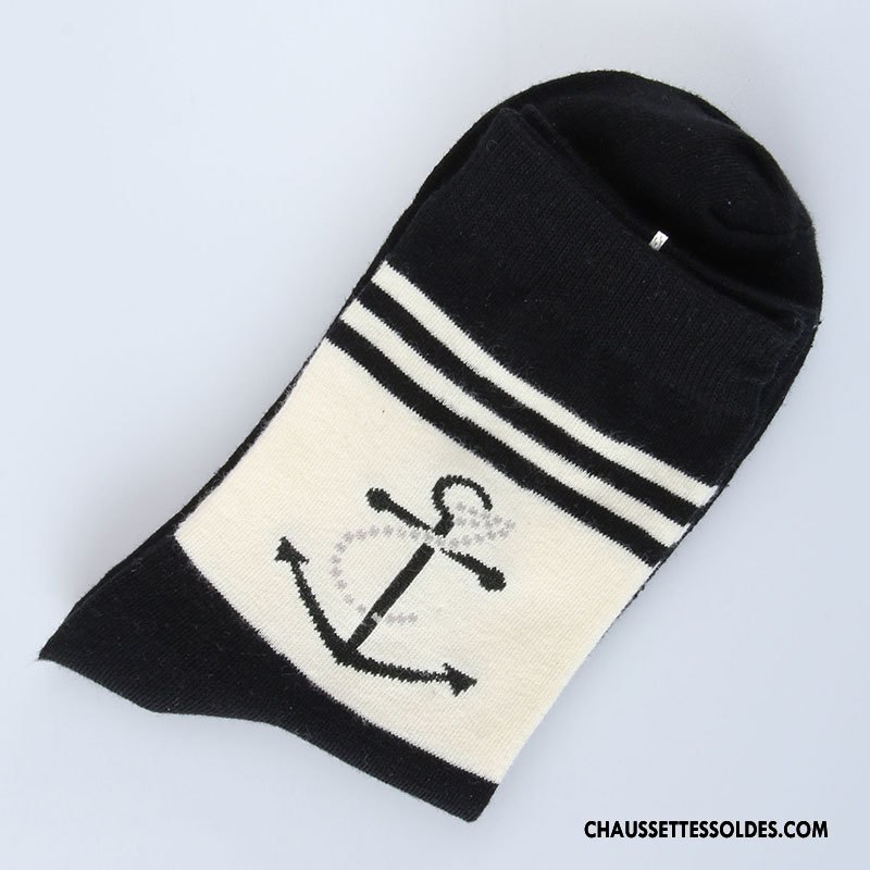 Chaussettes Mi Hautes Homme Coton Bio Absorber La Sueur Mode L'automne Milieu Respirant Bleu Marin