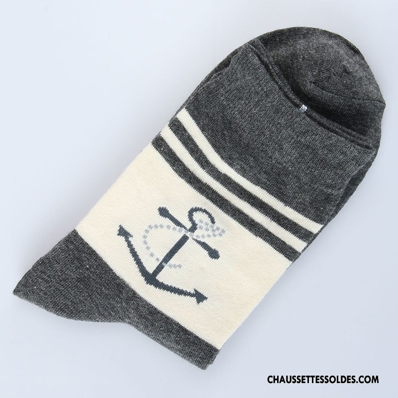 Chaussettes Mi Hautes Homme Coton Bio Absorber La Sueur Mode L'automne Milieu Respirant Bleu Marin