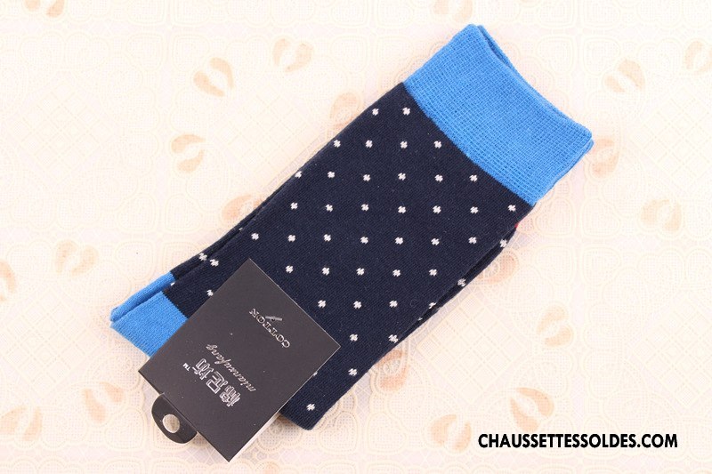 Chaussettes Mi Hautes Homme Coton Bio Modèle Points Milieu Petit Anti-odeur Pure Blanc