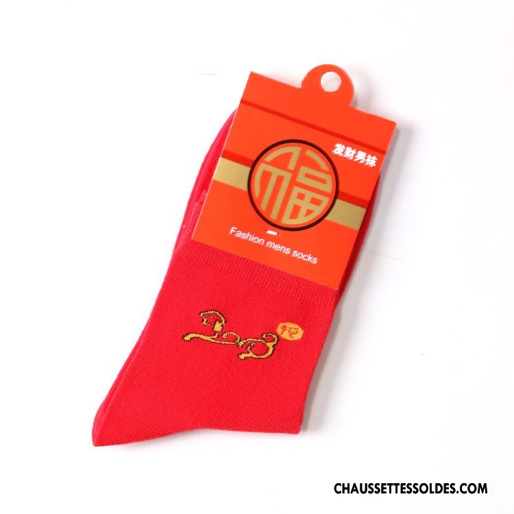 Chaussettes Mi Hautes Homme Coton Bio Petit Mariage Nouveau Hiver Longue Rouge