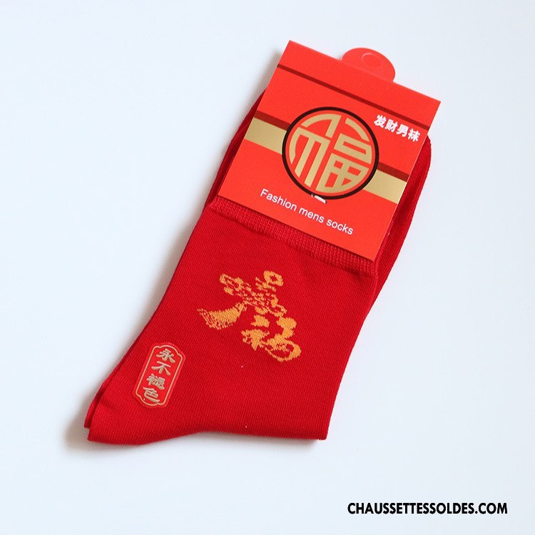 Chaussettes Mi Hautes Homme Coton Bio Petit Mariage Nouveau Hiver Longue Rouge