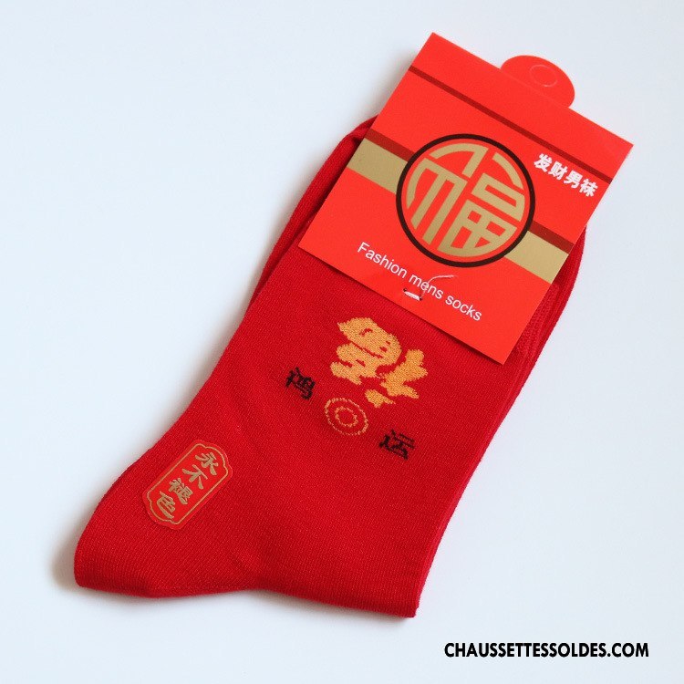 Chaussettes Mi Hautes Homme Coton Bio Petit Mariage Nouveau Hiver Longue Rouge
