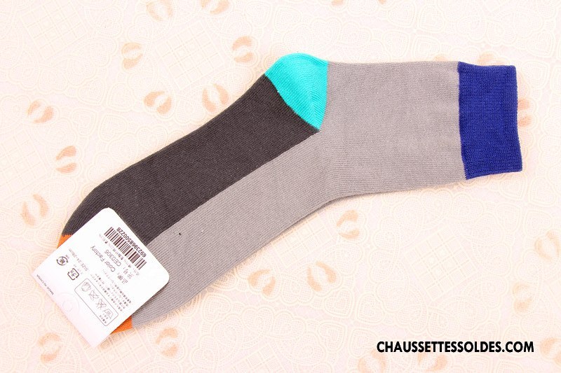Chaussettes Mi Hautes Homme Coton Bio Épissure Hiver Milieu Tendance Personnalité Pure Blanc