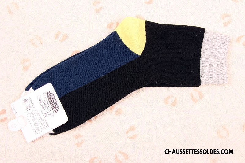 Chaussettes Mi Hautes Homme Coton Bio Épissure Hiver Milieu Tendance Personnalité Pure Blanc