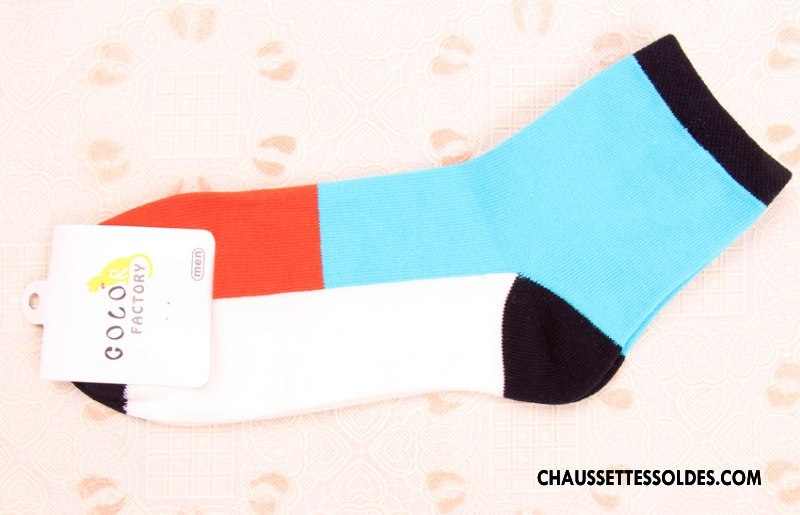 Chaussettes Mi Hautes Homme Coton Bio Épissure Hiver Milieu Tendance Personnalité Pure Blanc