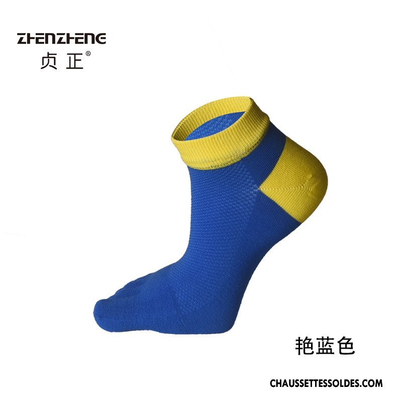 Chaussettes Mi Hautes Homme Courte Respirant Chaussettes En Coton Toutes Les Saisons Milieu Engrener Couleurs Mixtes Bleu