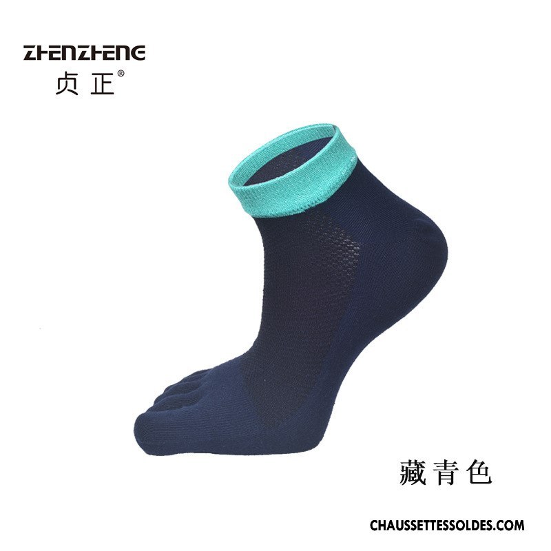 Chaussettes Mi Hautes Homme Courte Respirant Chaussettes En Coton Toutes Les Saisons Milieu Engrener Couleurs Mixtes Bleu