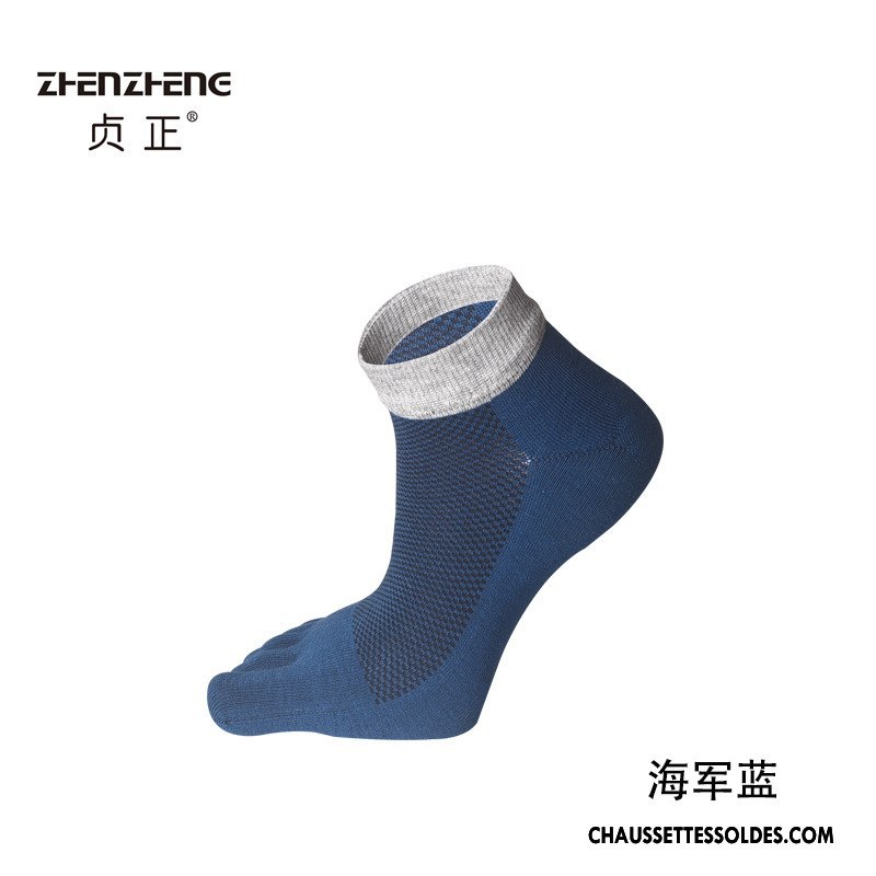 Chaussettes Mi Hautes Homme Courte Respirant Chaussettes En Coton Toutes Les Saisons Milieu Engrener Couleurs Mixtes Bleu