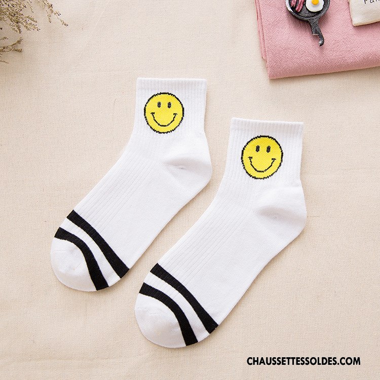 Chaussettes Mi Hautes Homme Dame Souriant Femme Chaussettes En Coton Vent D'université Coton Bio Bleu