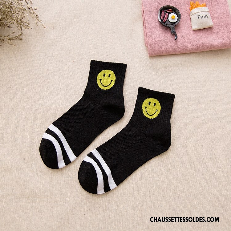 Chaussettes Mi Hautes Homme Dame Souriant Femme Chaussettes En Coton Vent D'université Coton Bio Bleu
