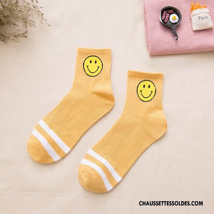 Chaussettes Mi Hautes Homme Dame Souriant Femme Chaussettes En Coton Vent D'université Coton Bio Bleu