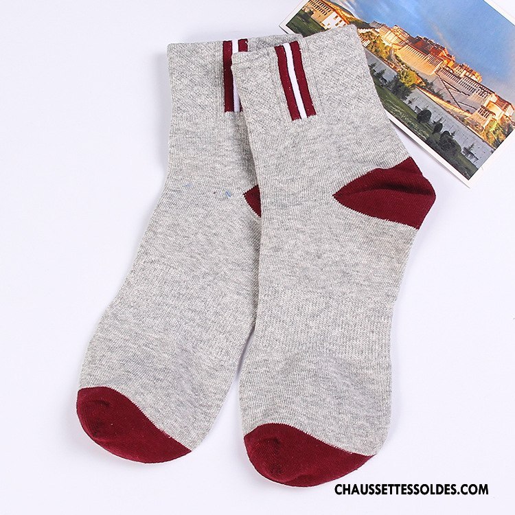 Chaussettes Mi Hautes Homme De Plein Air Basket Mouvement Chaussette Longue Classique Milieu Gris