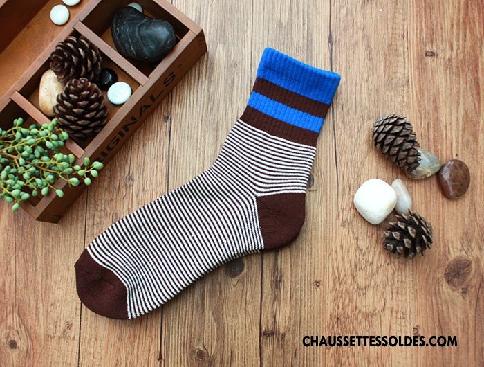 Chaussettes Mi Hautes Homme De Plein Air Mouvement Escalade Basket Rayé Noir