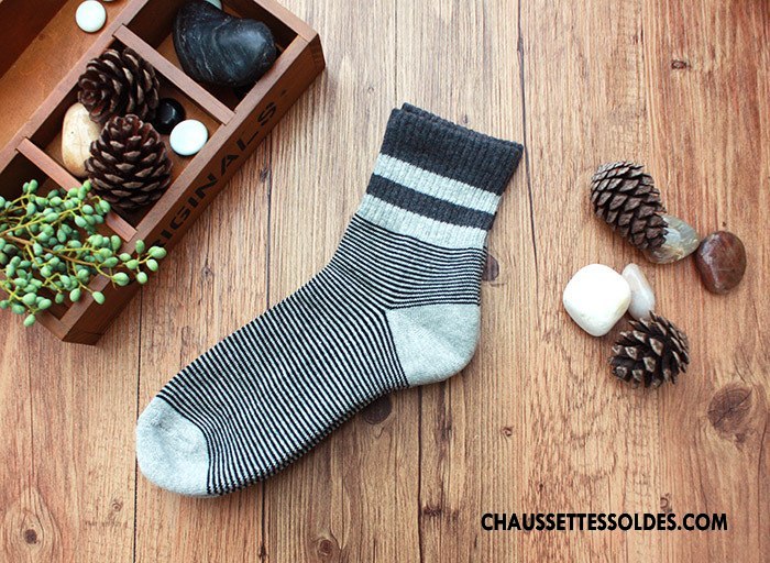Chaussettes Mi Hautes Homme De Plein Air Mouvement Escalade Basket Rayé Noir