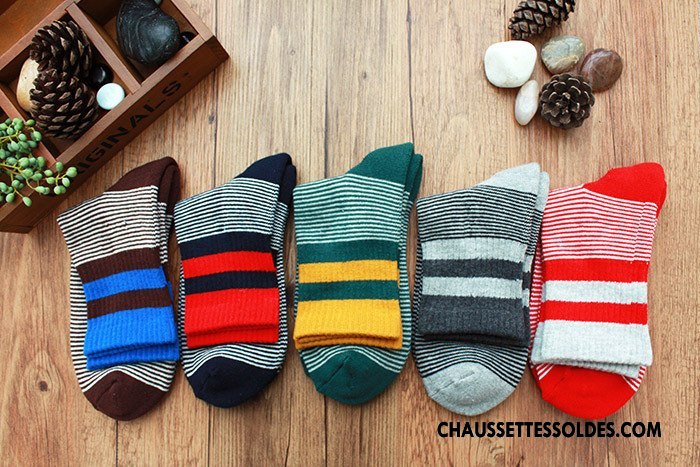 Chaussettes Mi Hautes Homme De Plein Air Mouvement Escalade Basket Rayé Noir