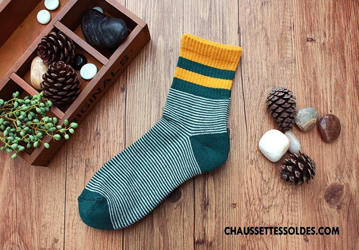 Chaussettes Mi Hautes Homme De Plein Air Mouvement Escalade Basket Rayé Noir