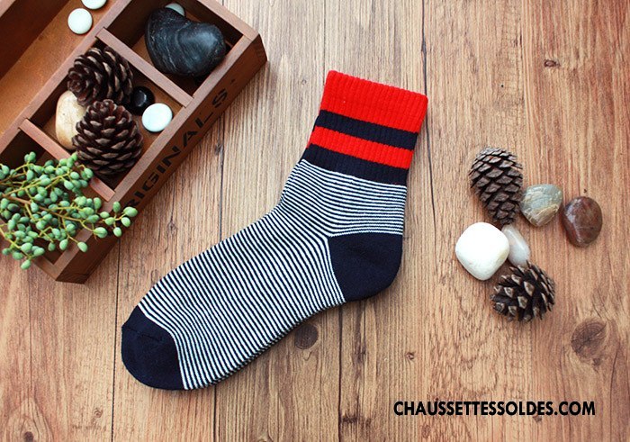 Chaussettes Mi Hautes Homme De Plein Air Mouvement Escalade Basket Rayé Noir