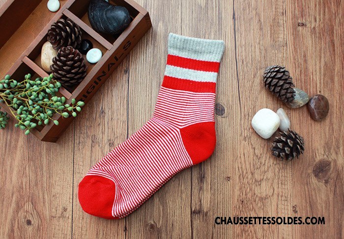 Chaussettes Mi Hautes Homme De Plein Air Mouvement Escalade Basket Rayé Noir