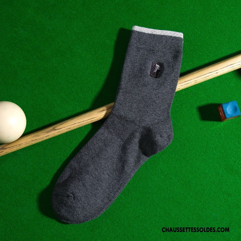 Chaussettes Mi Hautes Homme De Travail Casual Hiver L'automne Brodé Le Nouveau Pure Gris