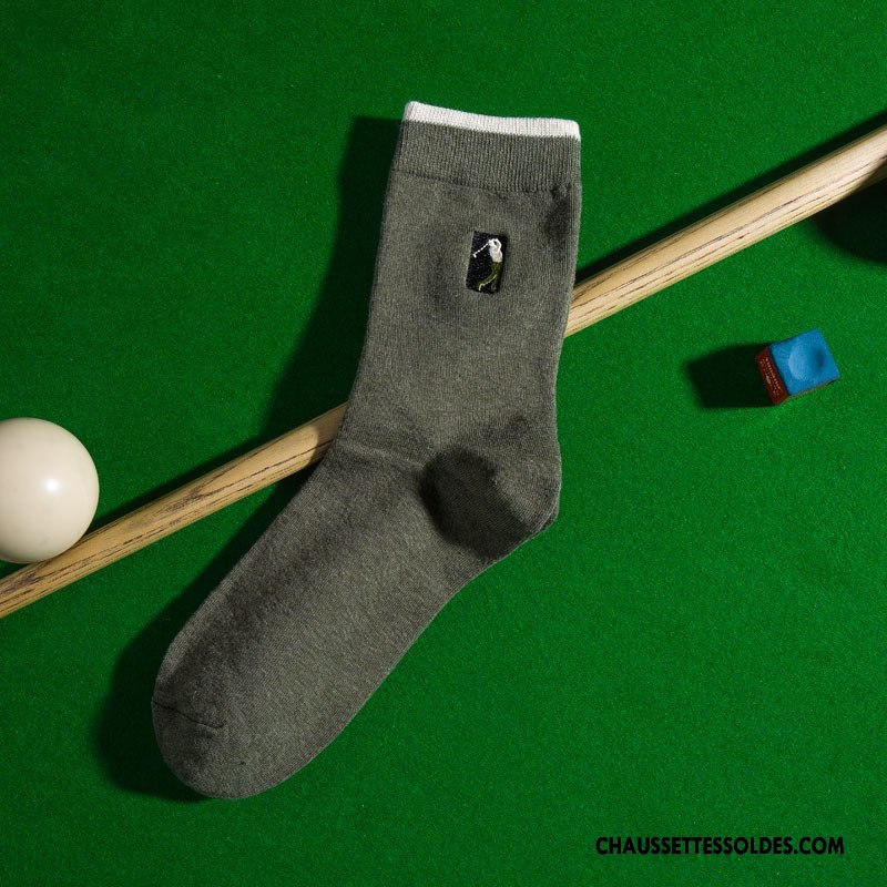 Chaussettes Mi Hautes Homme De Travail Casual Hiver L'automne Brodé Le Nouveau Pure Gris