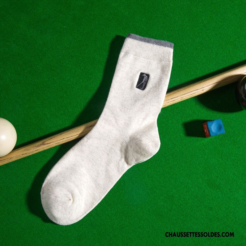 Chaussettes Mi Hautes Homme De Travail Casual Hiver L'automne Brodé Le Nouveau Pure Gris