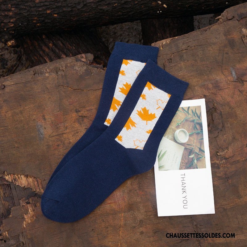 Chaussettes Mi Hautes Homme De Travail Créatif Le Nouveau Casual Hiver Milieu Bleu