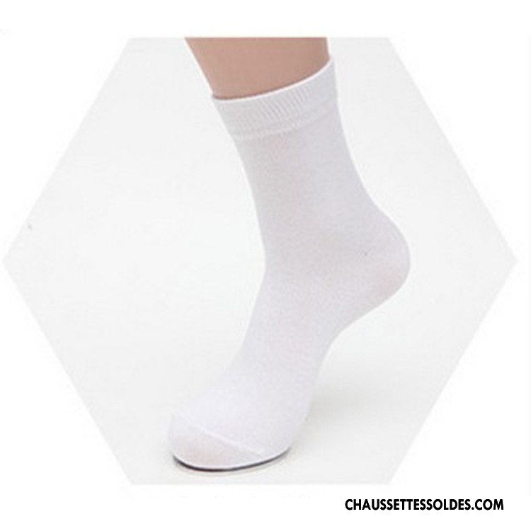 Chaussettes Mi Hautes Homme De Travail Printemps Fibre Bambou Respirant L'automne Pure Noir