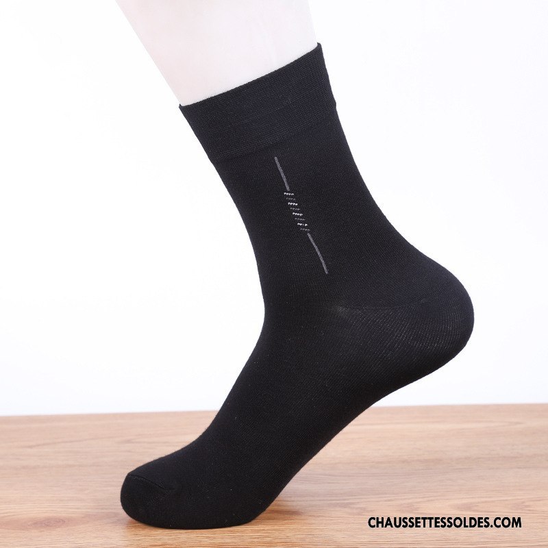 Chaussettes Mi Hautes Homme De Travail Respirant Été 100% Coton Fibre Printemps Pure Noir
