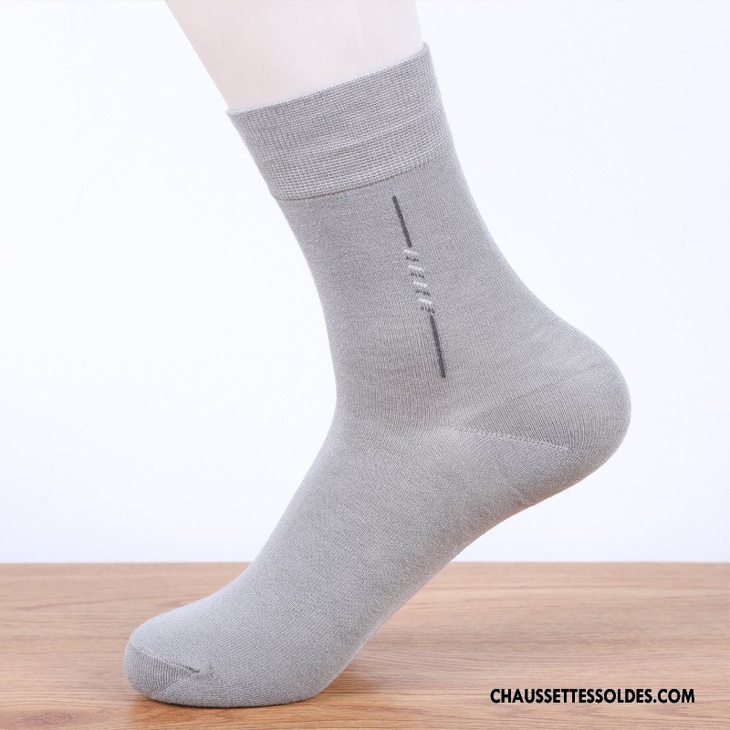 Chaussettes Mi Hautes Homme De Travail Respirant Été 100% Coton Fibre Printemps Pure Noir