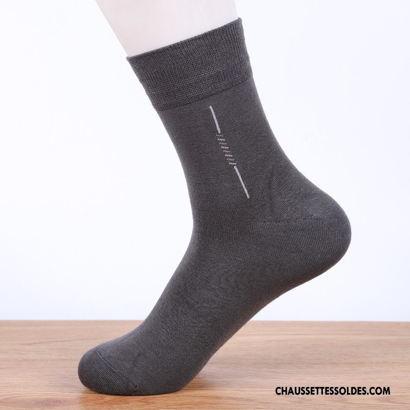 Chaussettes Mi Hautes Homme De Travail Respirant Été 100% Coton Fibre Printemps Pure Noir