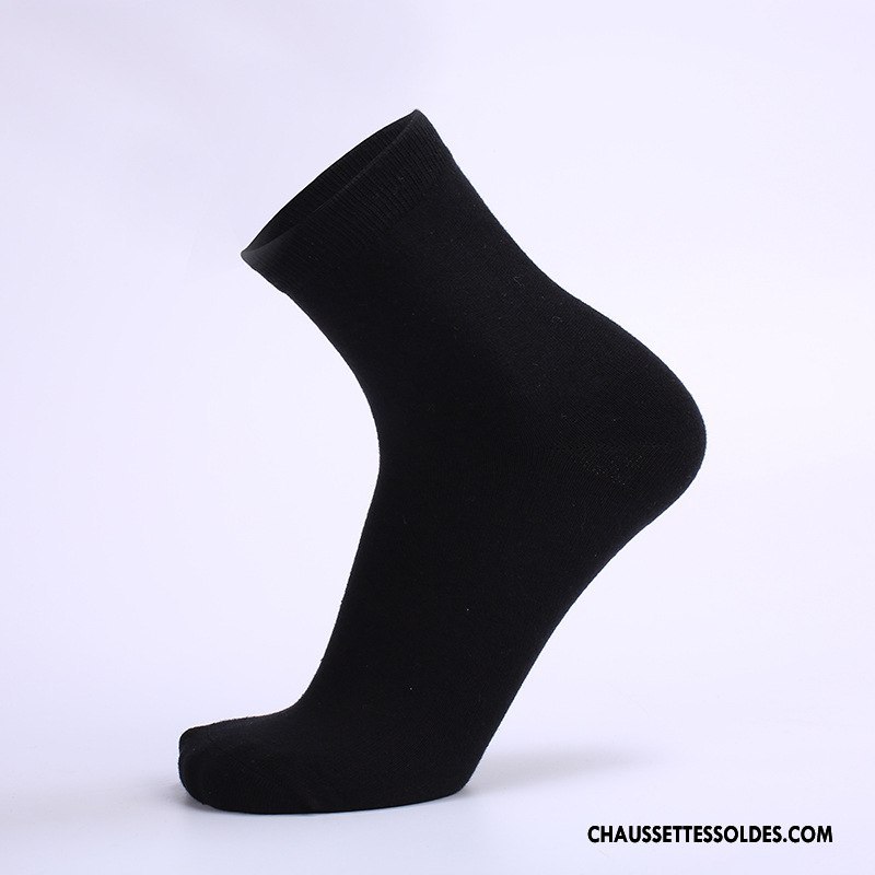 Chaussettes Mi Hautes Homme De Travail Toutes Les Saisons Respirant Absorber La Sueur Milieu Pure Blanc