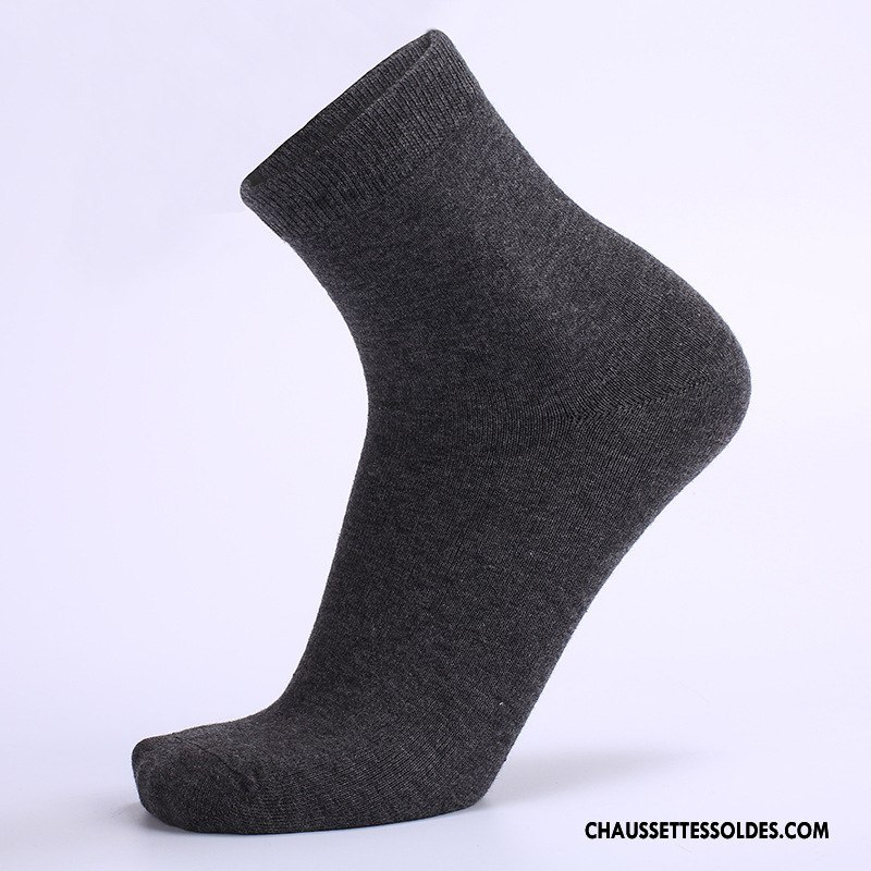 Chaussettes Mi Hautes Homme De Travail Toutes Les Saisons Respirant Absorber La Sueur Milieu Pure Blanc