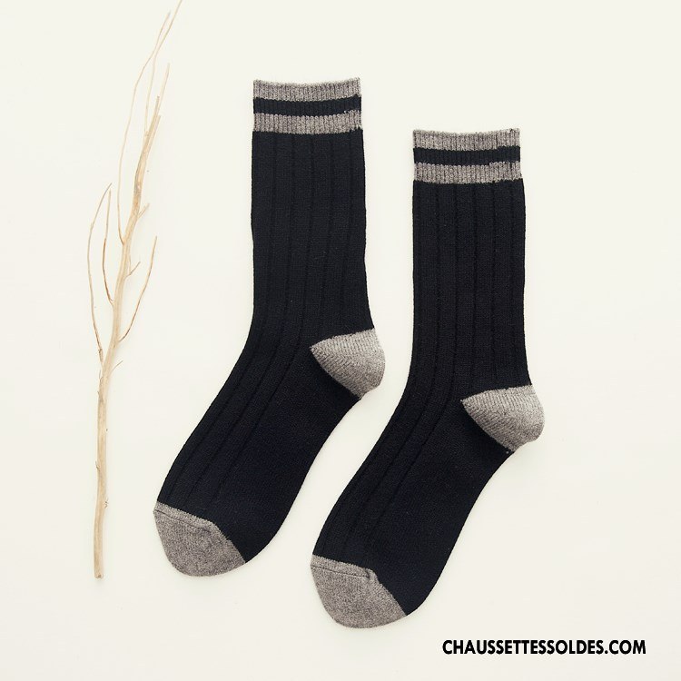 Chaussettes Mi Hautes Homme Des Chaussettes En Laine Ultra Renforcé Hiver Cachemire De Lapin Fluide Doux Bleu