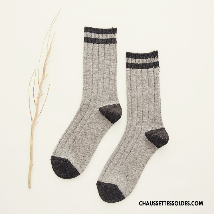 Chaussettes Mi Hautes Homme Des Chaussettes En Laine Ultra Renforcé Hiver Cachemire De Lapin Fluide Doux Bleu