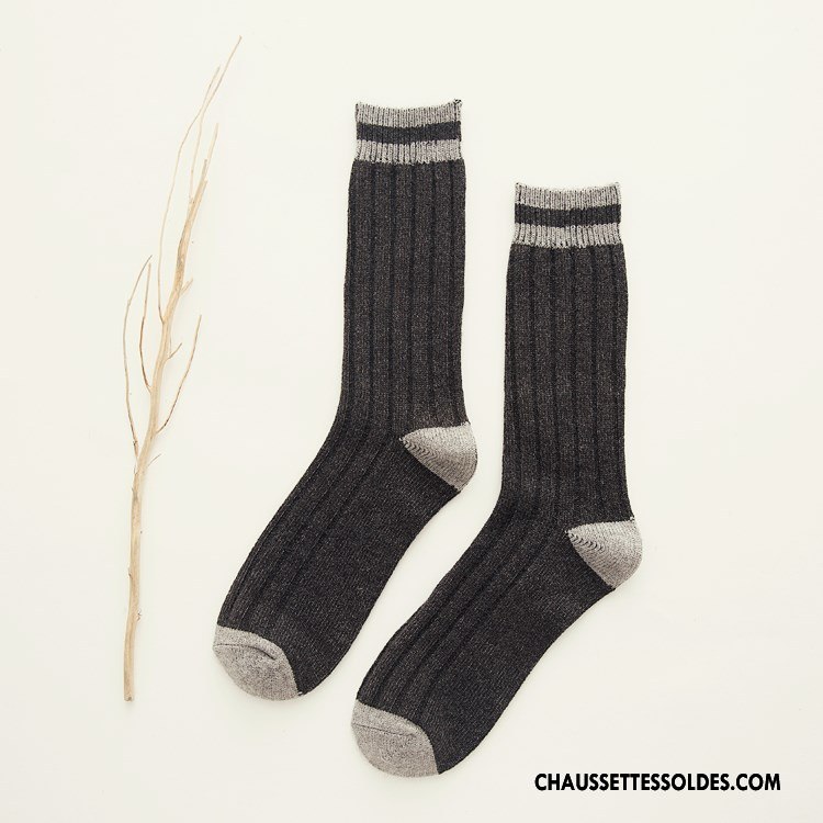Chaussettes Mi Hautes Homme Des Chaussettes En Laine Ultra Renforcé Hiver Cachemire De Lapin Fluide Doux Bleu