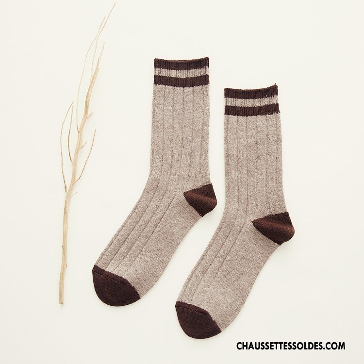 Chaussettes Mi Hautes Homme Des Chaussettes En Laine Ultra Renforcé Hiver Cachemire De Lapin Fluide Doux Bleu