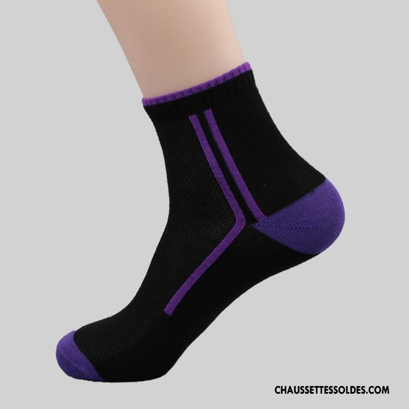 Chaussettes Mi Hautes Homme Engrener Respirant Été Anti-odeur Mouvement Chaussettes En Coton Couleurs Mixtes Gris