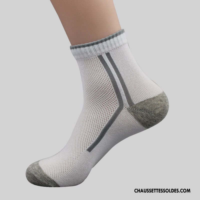 Chaussettes Mi Hautes Homme Engrener Respirant Été Anti-odeur Mouvement Chaussettes En Coton Couleurs Mixtes Gris