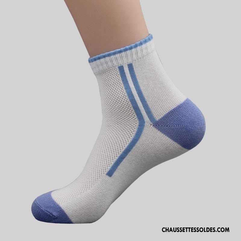 Chaussettes Mi Hautes Homme Engrener Respirant Été Anti-odeur Mouvement Chaussettes En Coton Couleurs Mixtes Gris