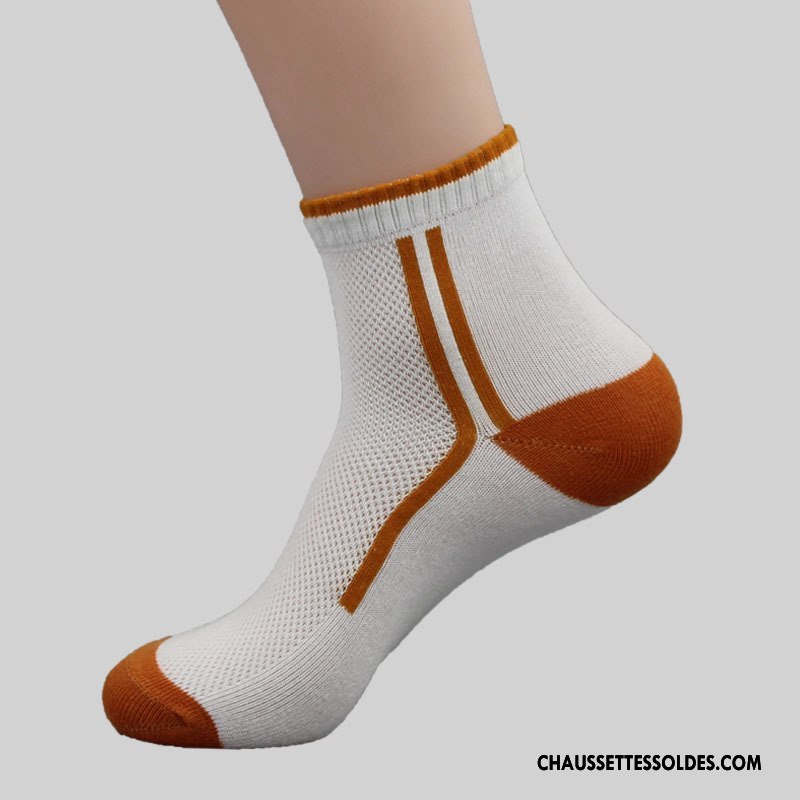 Chaussettes Mi Hautes Homme Engrener Respirant Été Anti-odeur Mouvement Chaussettes En Coton Couleurs Mixtes Gris