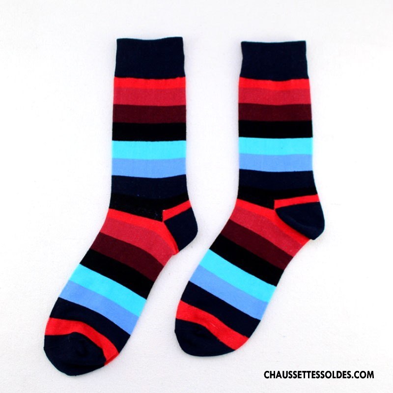 Chaussettes Mi Hautes Homme Europe Personnalité Chaussettes En Coton Grande Taille Long Stock Coloré
