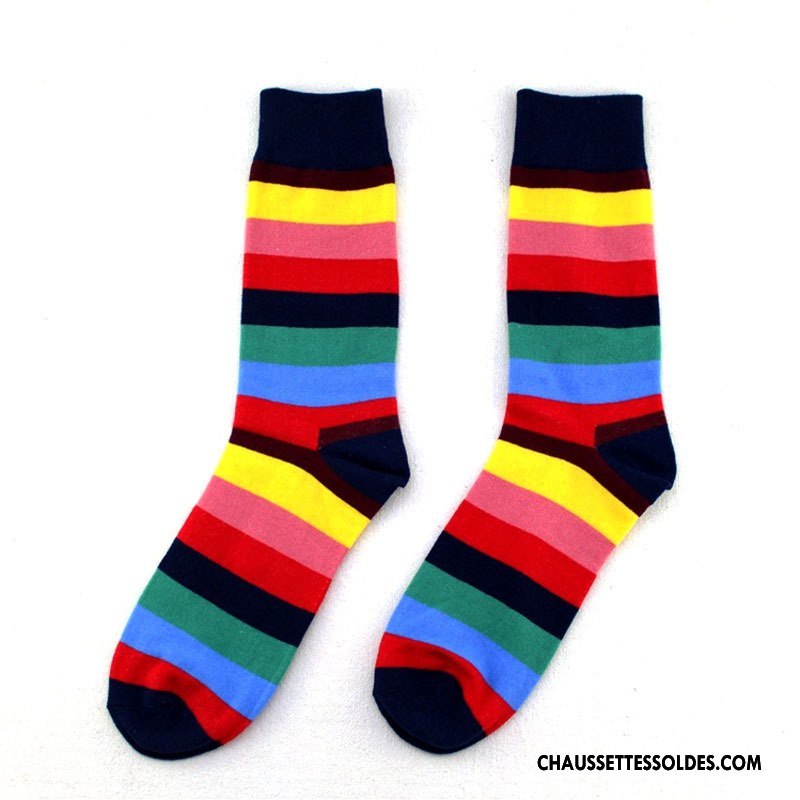 Chaussettes Mi Hautes Homme Europe Personnalité Chaussettes En Coton Grande Taille Long Stock Coloré