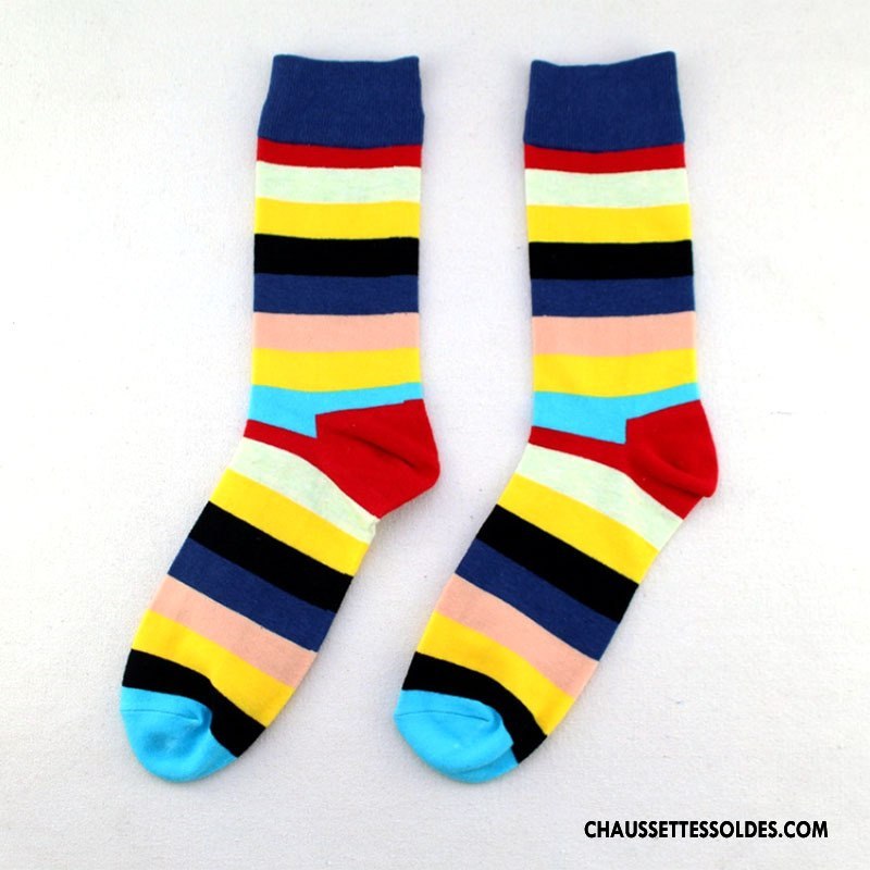 Chaussettes Mi Hautes Homme Europe Personnalité Chaussettes En Coton Grande Taille Long Stock Coloré