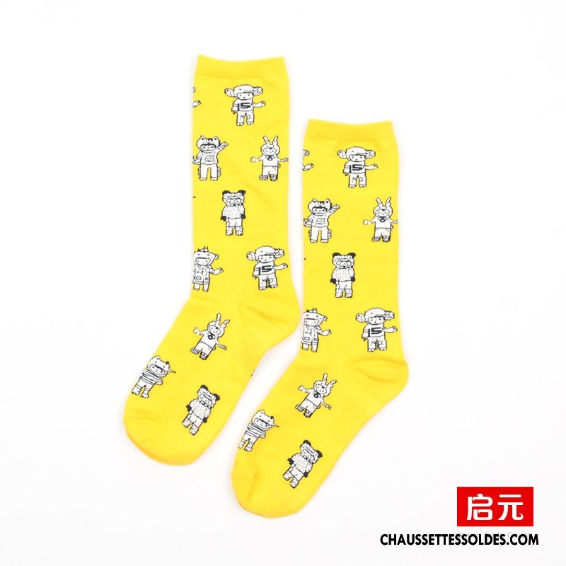 Chaussettes Mi Hautes Homme Femme Dessin Animé Créateur De Tendances 100% Coton Rue Lovers Bleu